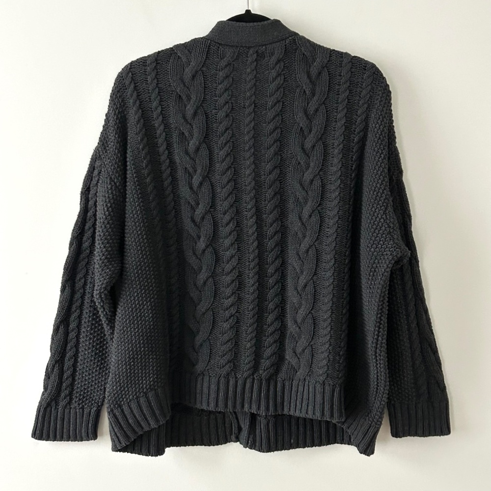Quince 100% Organic Cotton Oversized Gray Cable Cardigan - Picture 9 of 16